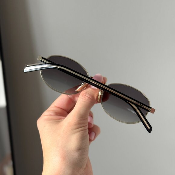 Prada Women Sunglasses Gold Grey Gradient Oval PRB53S ZVN02C NEW AUTHENTIC - Picture 4 of 14